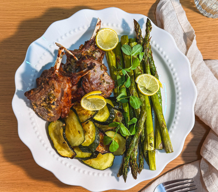 Spring Lamb Chops with Air-Fried Vegetables